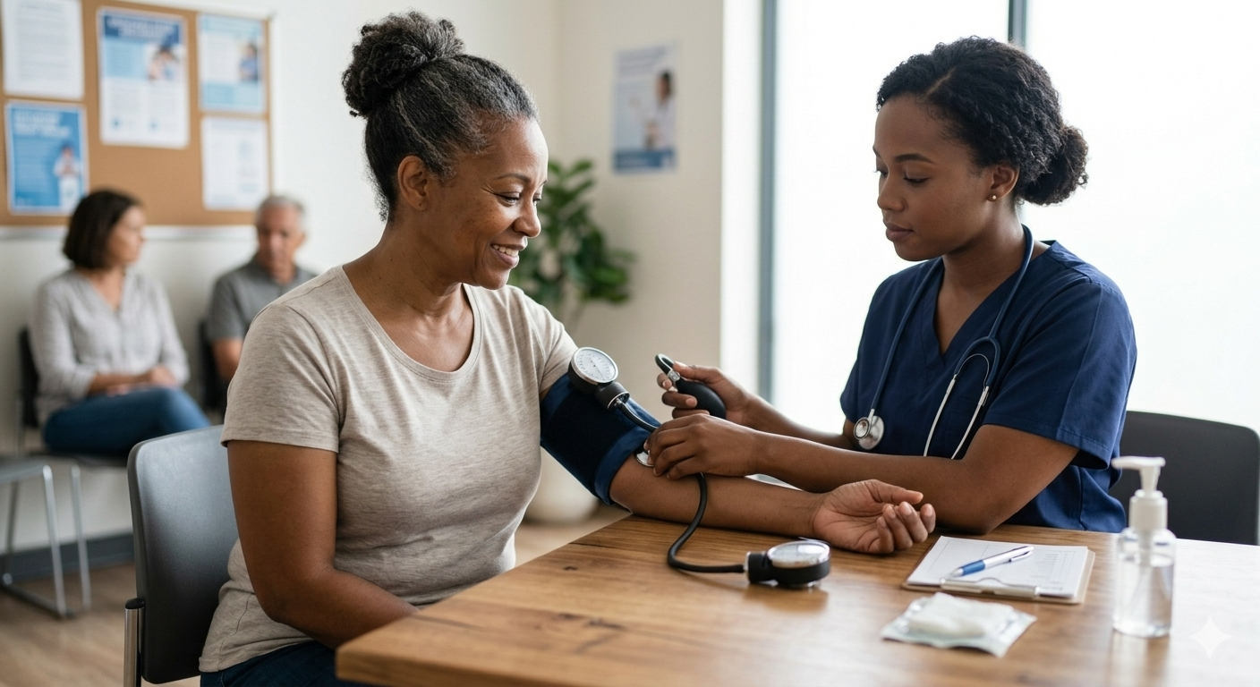 woman checking her blood pressure